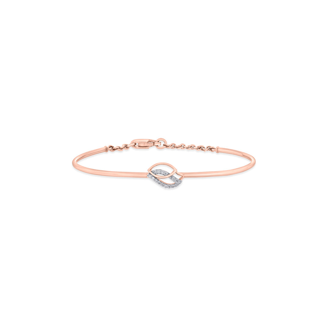 Leaf Glow Diamond & Gold Flexible Bracelet for Women