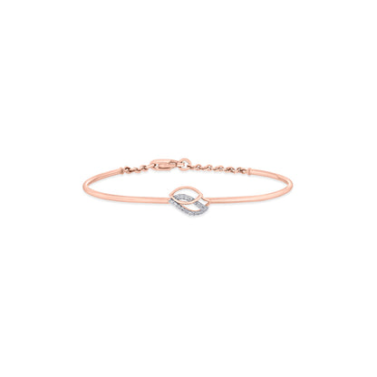 Leaf Glow Diamond & Gold Flexible Bracelet for Women