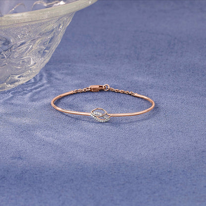 Leaf Glow Diamond & Gold Flexible Bracelet for Women
