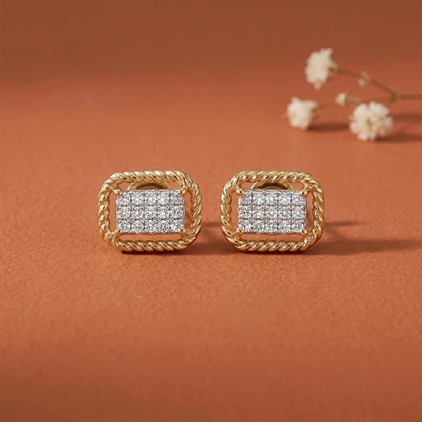 Royal Lustre Studs Yellow Gold & Diamond Earrings