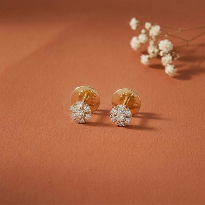 Sparkling Crest Studs Yellow Gold & Diamond Earrings