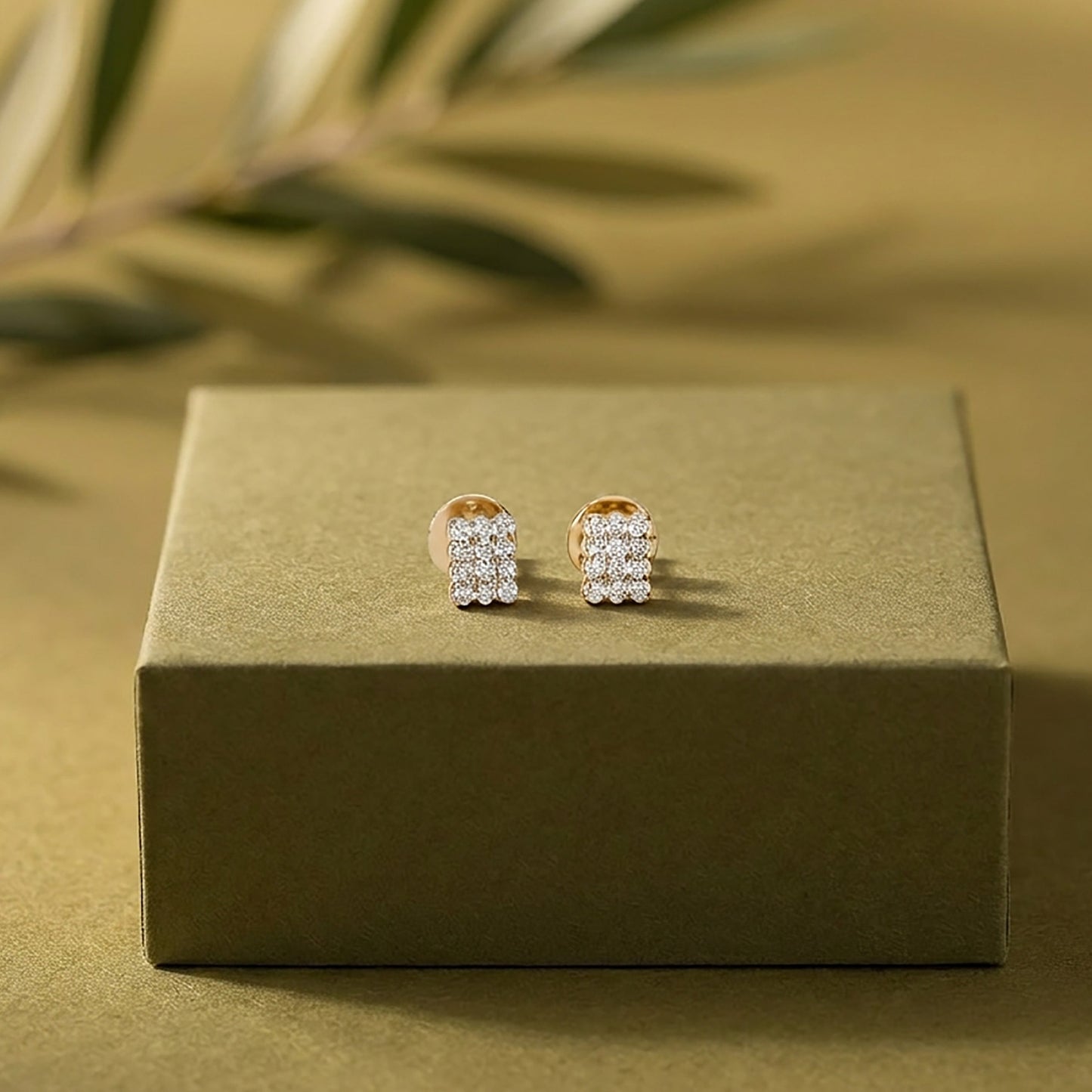 Lustre Aura Studs Yellow Gold & Diamond Earrings