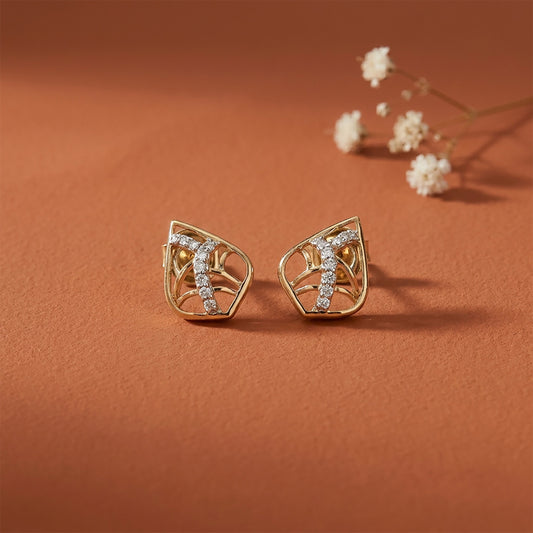Gleam Harmony Studs Yellow Gold & Diamond Earrings