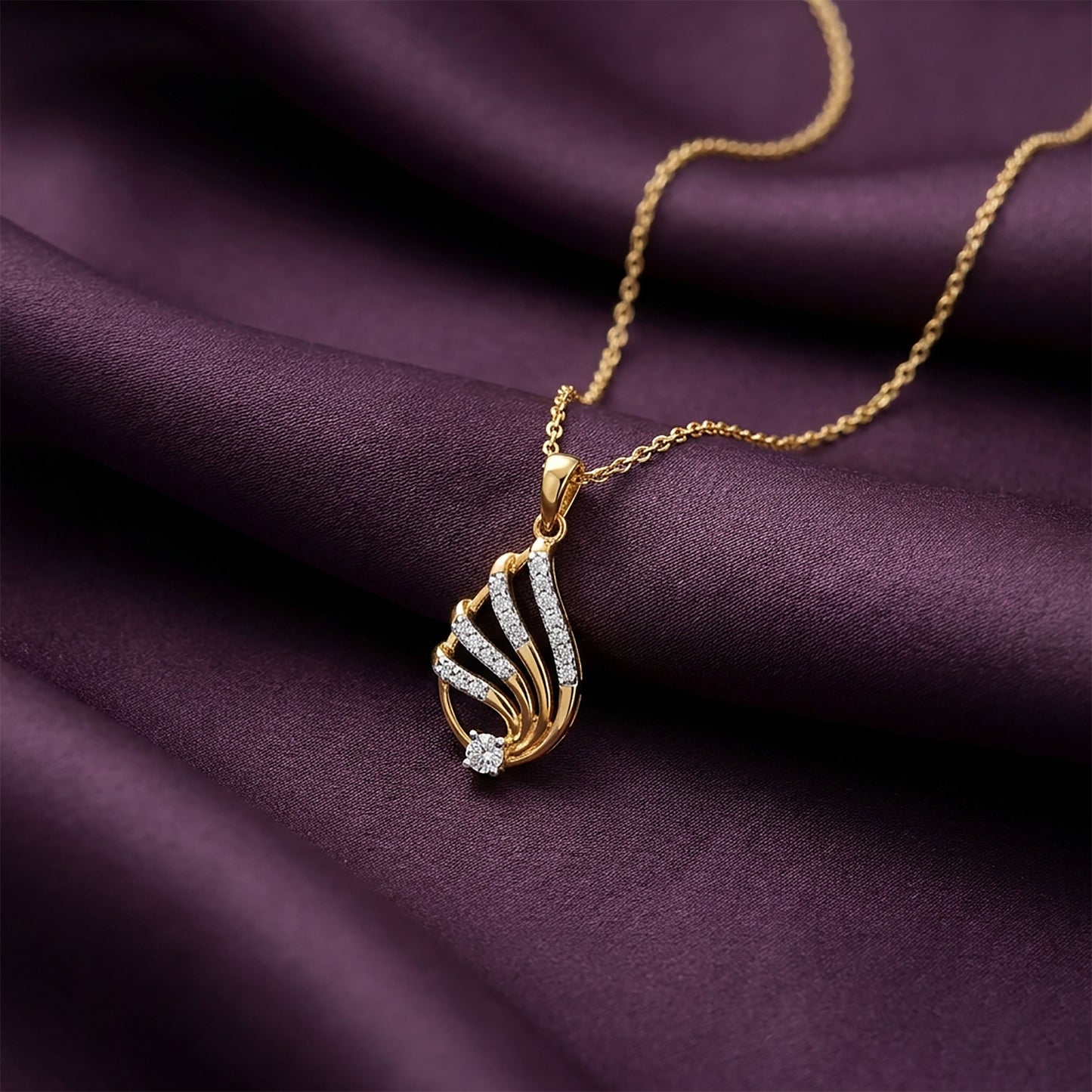 Dew Blossom Modern Yellow Gold & Diamond Pendant