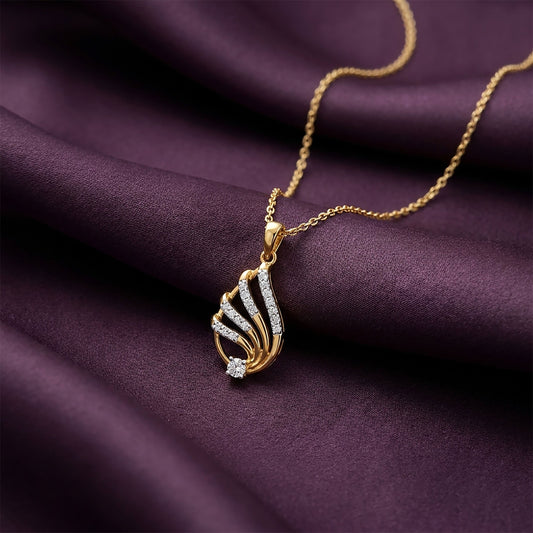 Dew Blossom Modern Yellow Gold & Diamond Pendant