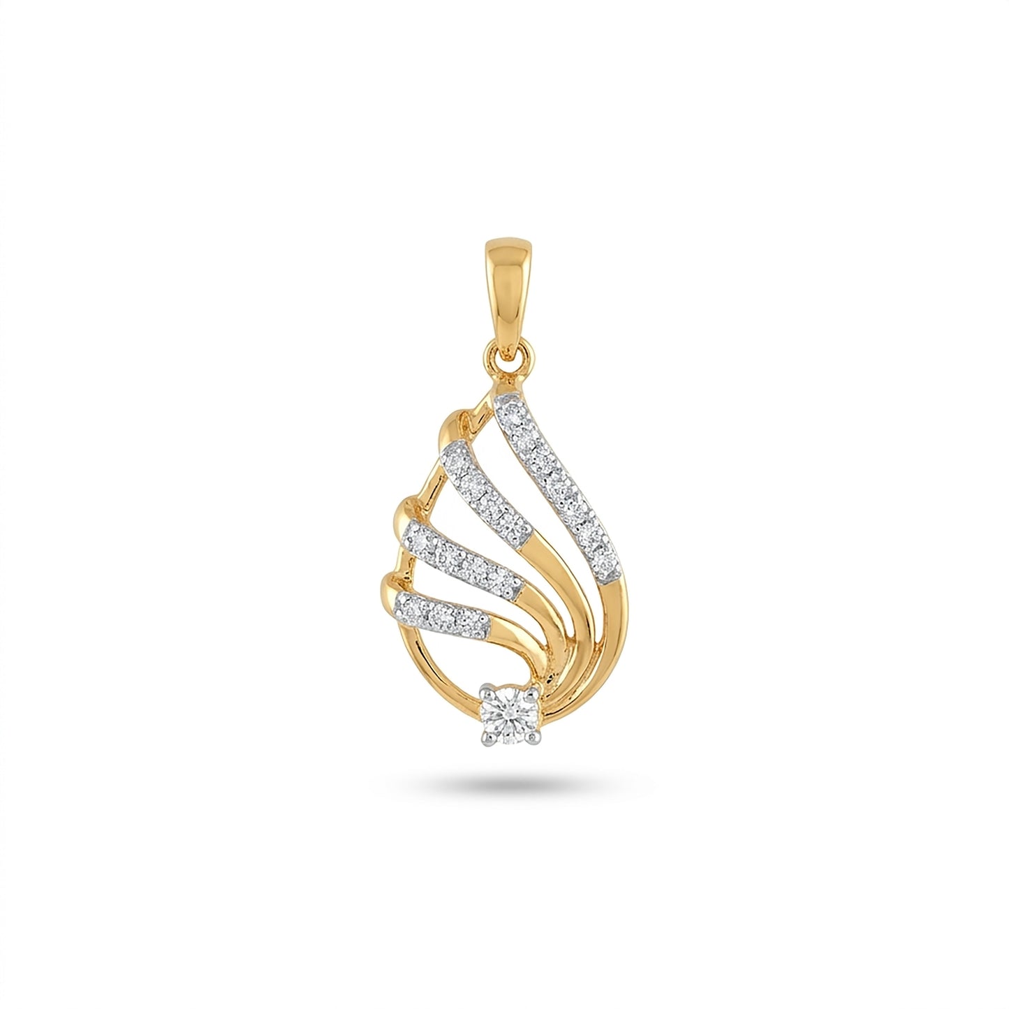 Dew Blossom Modern Yellow Gold & Diamond Pendant