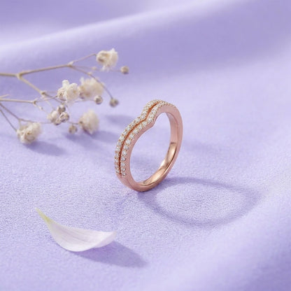 Subtle Chevron Fashion Rose Gold & Diamond Ring