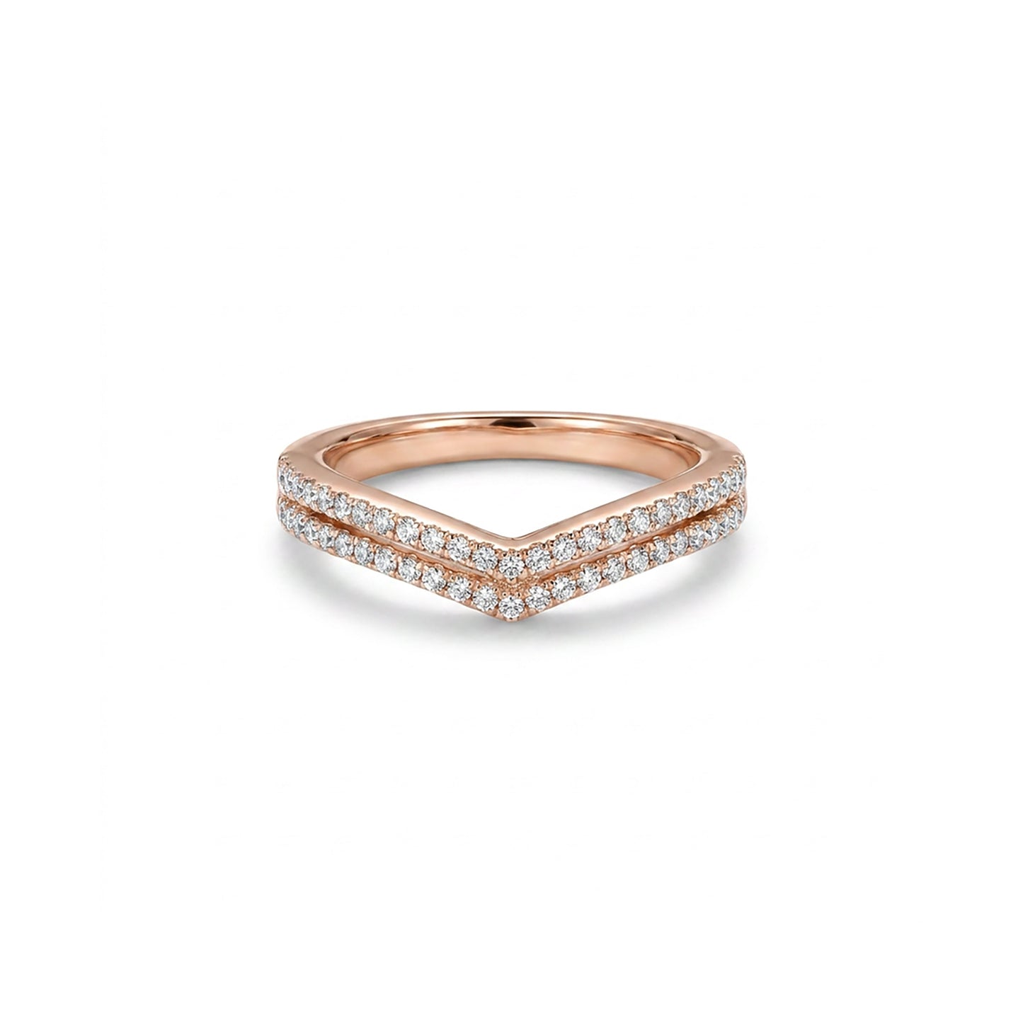 Subtle Chevron Fashion Rose Gold & Diamond Ring
