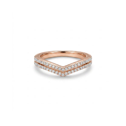 Subtle Chevron Fashion Rose Gold & Diamond Ring