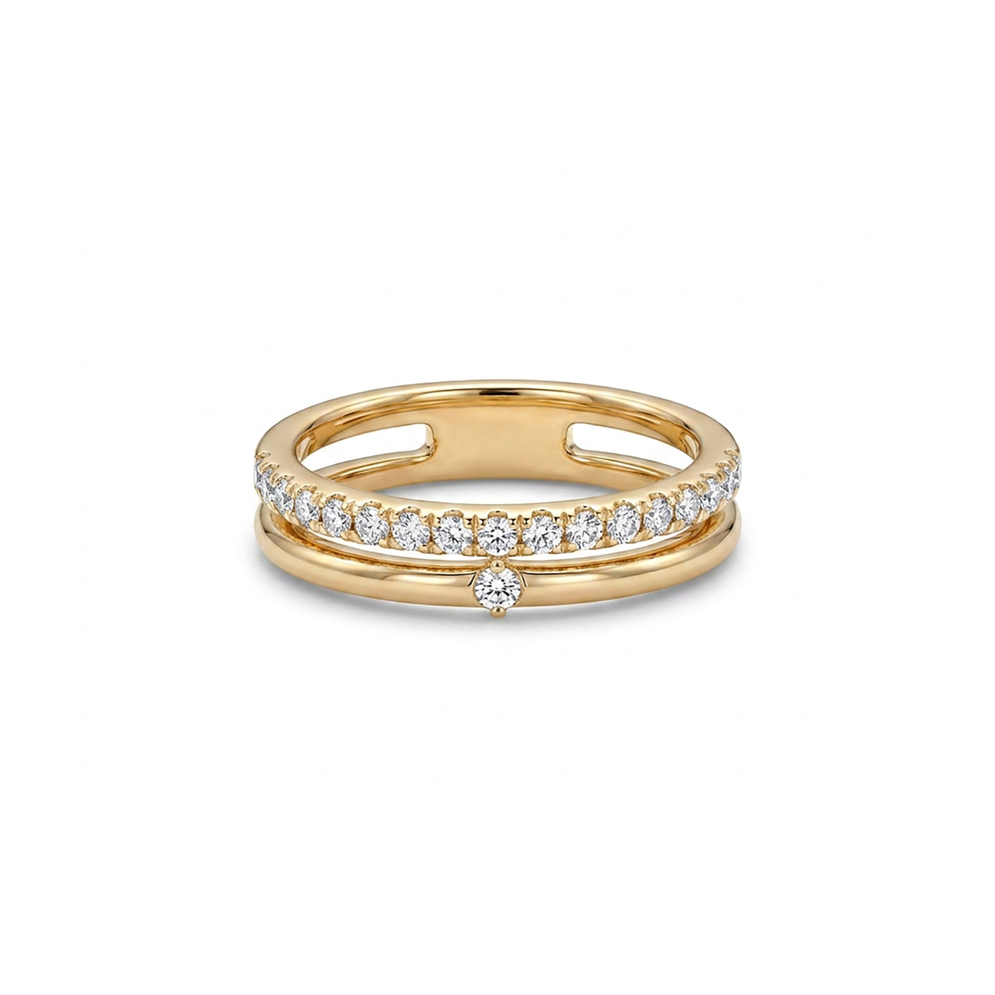 Gleaming Lustre Band Yellow Gold & Diamond Ring