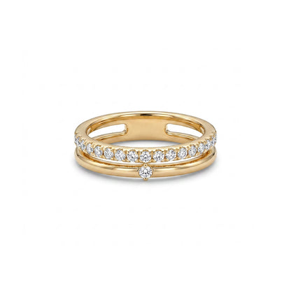 Gleaming Lustre Band Yellow Gold & Diamond Ring