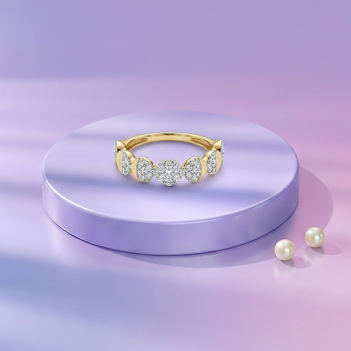 Royal Cascade Fashion Yellow Gold & Diamond Ring