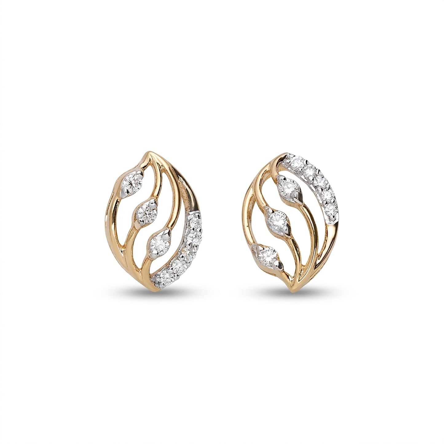 Shimmering Curves Studs Yellow Gold & Diamond Earrings
