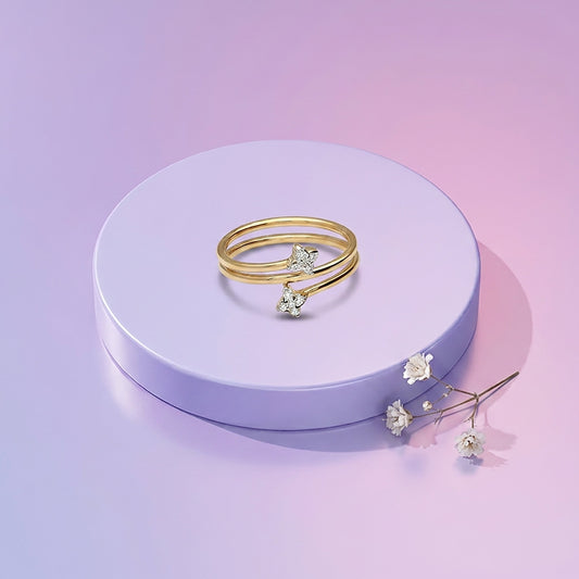 Luxe Spiral Fashion Yellow Gold & Diamond Ring