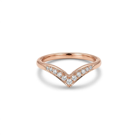 Chevron Spark Fashion Rose Gold & Diamond Ring