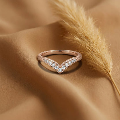 Chevron Spark Fashion Rose Gold & Diamond Ring