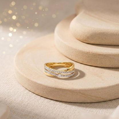 Curved Radiance Fashion Yellow Gold & Diamond Ring