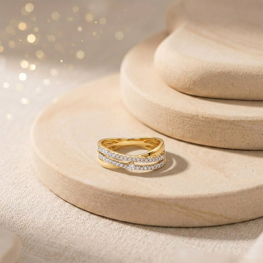 Curved Radiance Fashion Yellow Gold & Diamond Ring