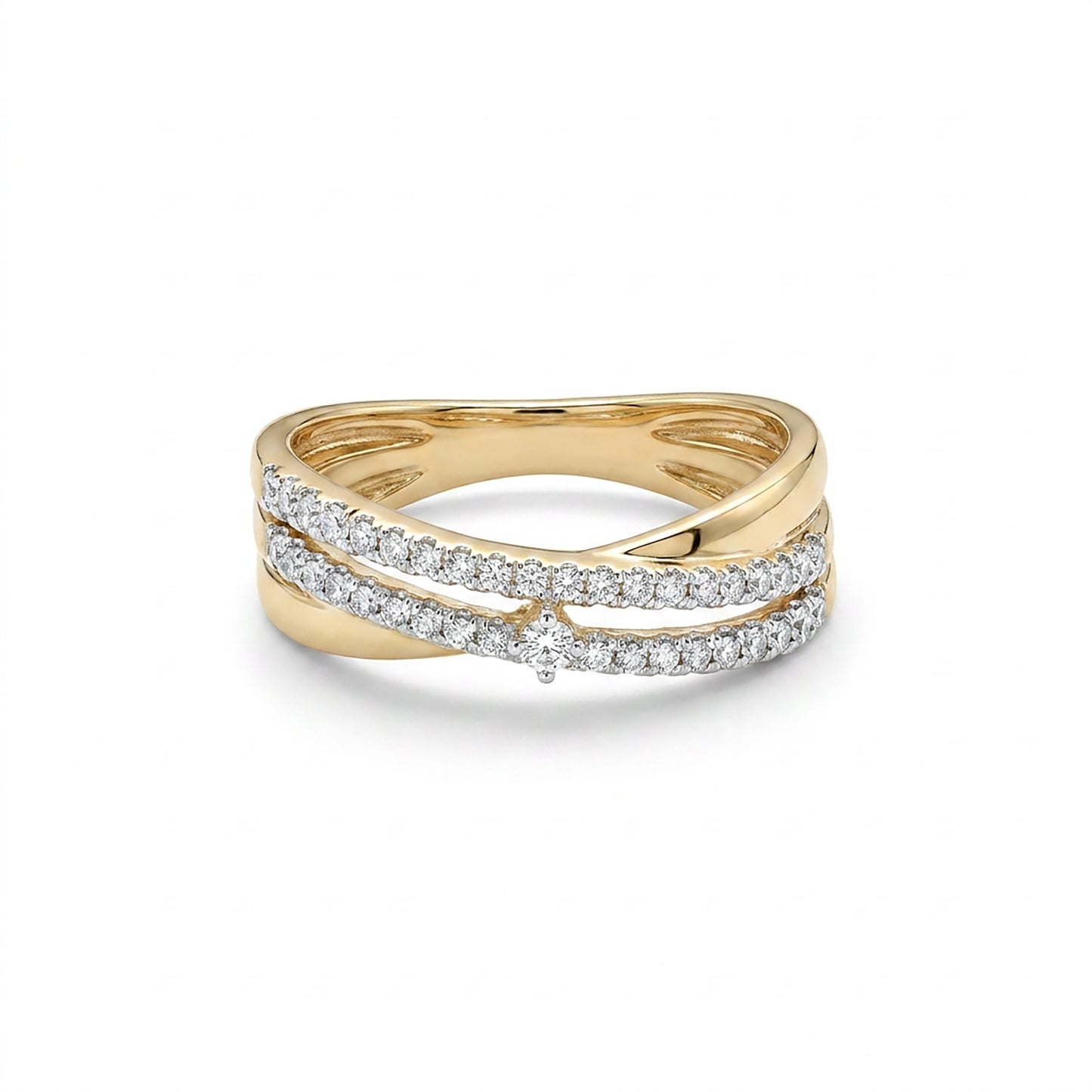 Curved Radiance Fashion Yellow Gold & Diamond Ring