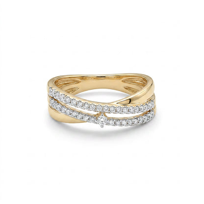Curved Radiance Fashion Yellow Gold & Diamond Ring