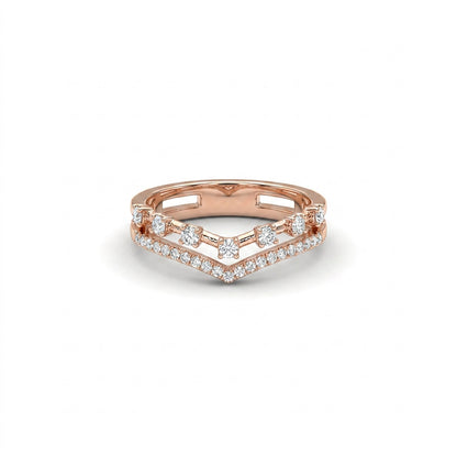 Majestic Chevron Fashion Rose Gold & Diamond Ring