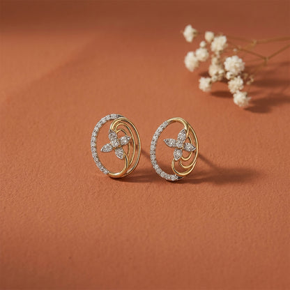 Opal Glow Studs Yellow Gold & Diamond Earrings