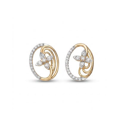 Opal Glow Studs Yellow Gold & Diamond Earrings