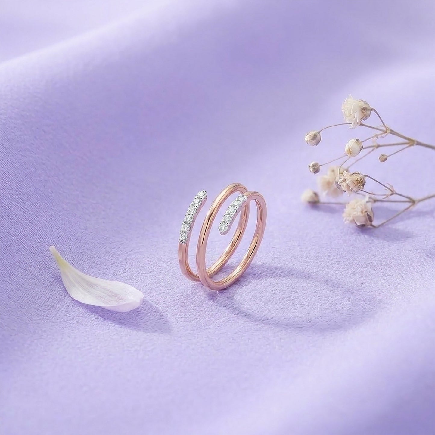 Sculpted Shine Fashion Rose Gold & Diamond Ring