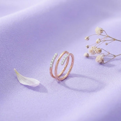 Sculpted Shine Fashion Rose Gold & Diamond Ring