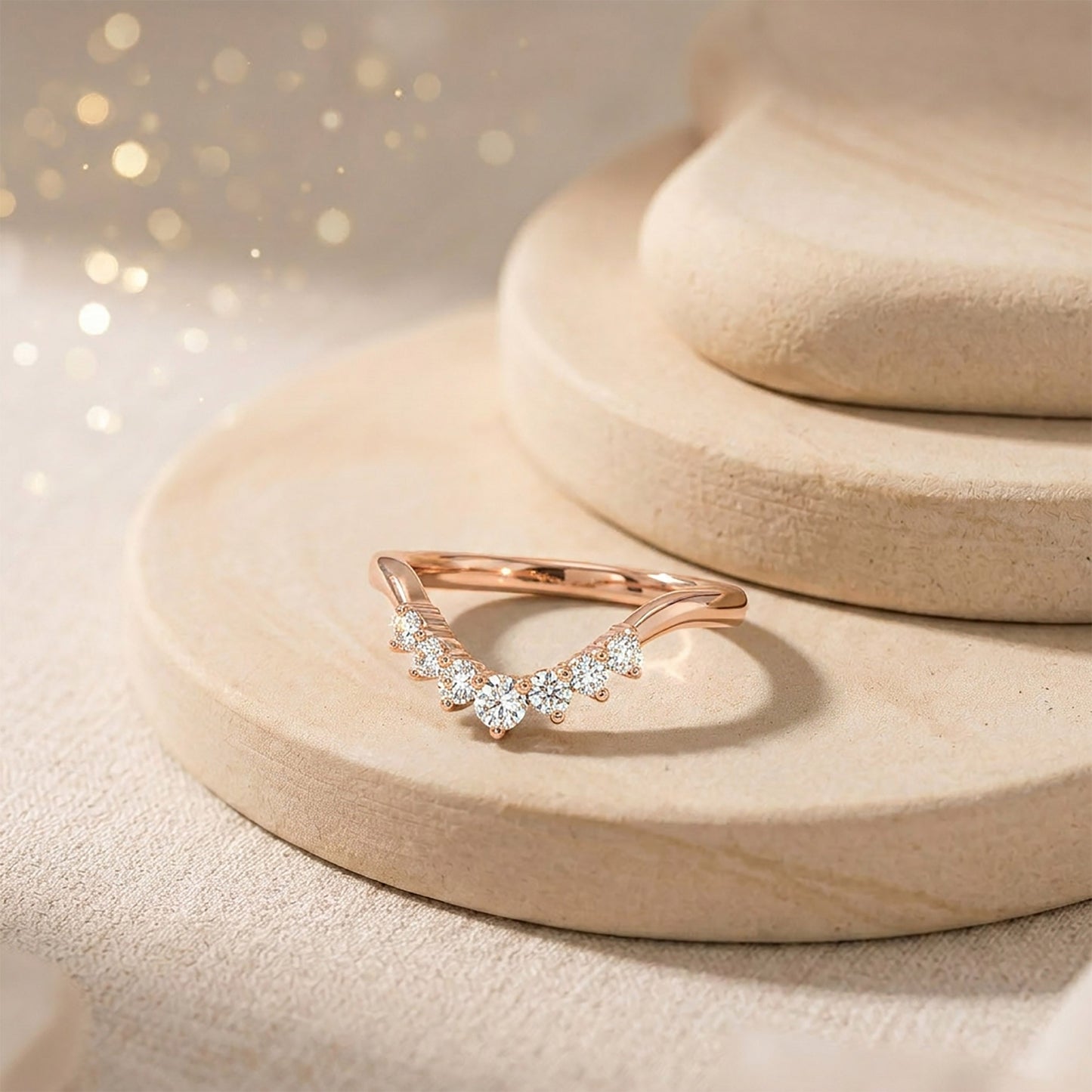 Prestige Chevron Fashion Rose Gold & Diamond Ring