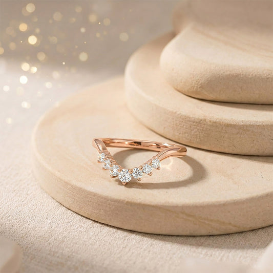 Prestige Chevron Fashion Rose Gold & Diamond Ring