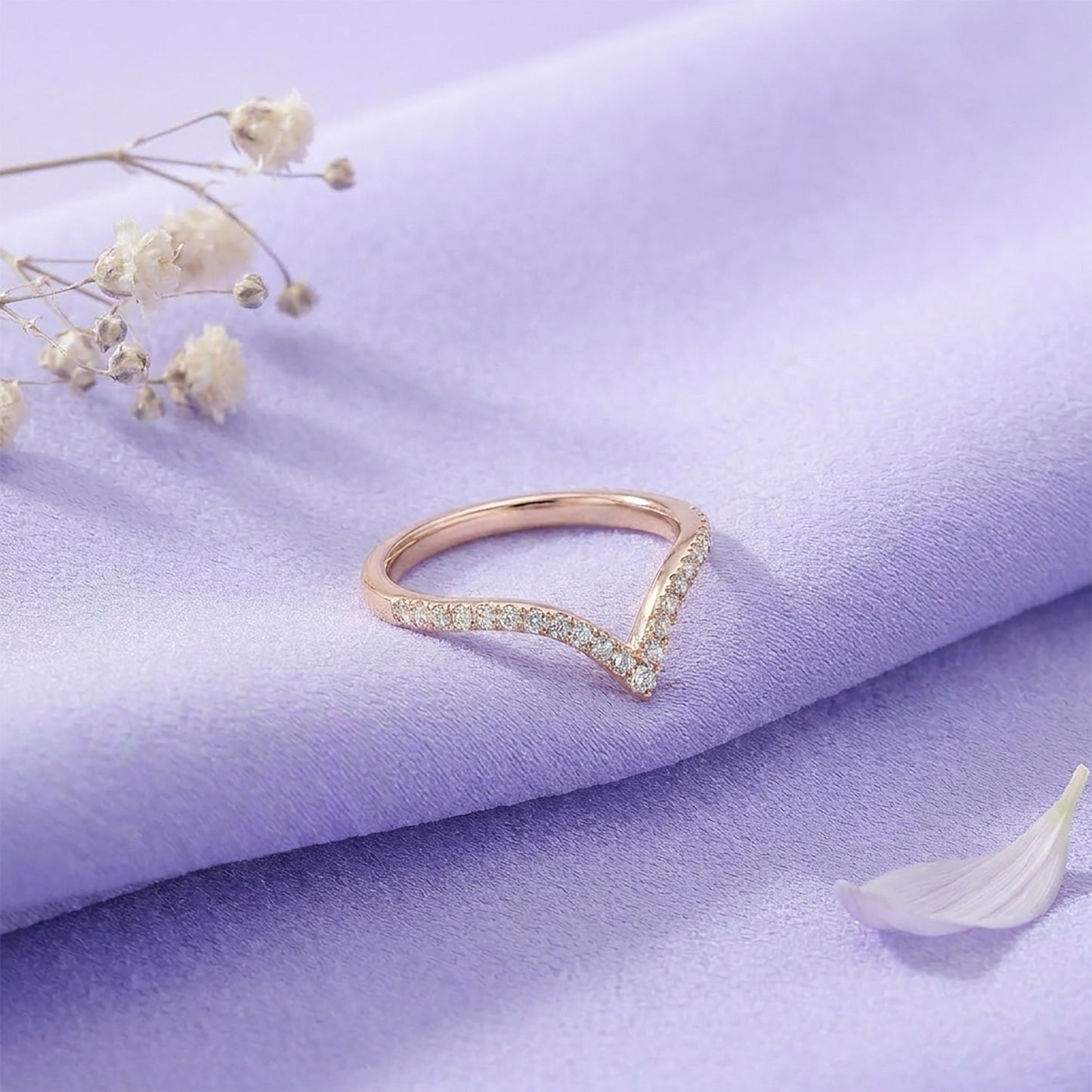 Signature Chevron Fashion Rose Gold & Diamond Ring