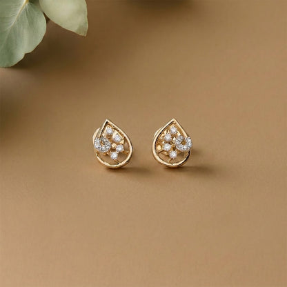 Radiant Drops Studs Yellow Gold & Diamond Earrings