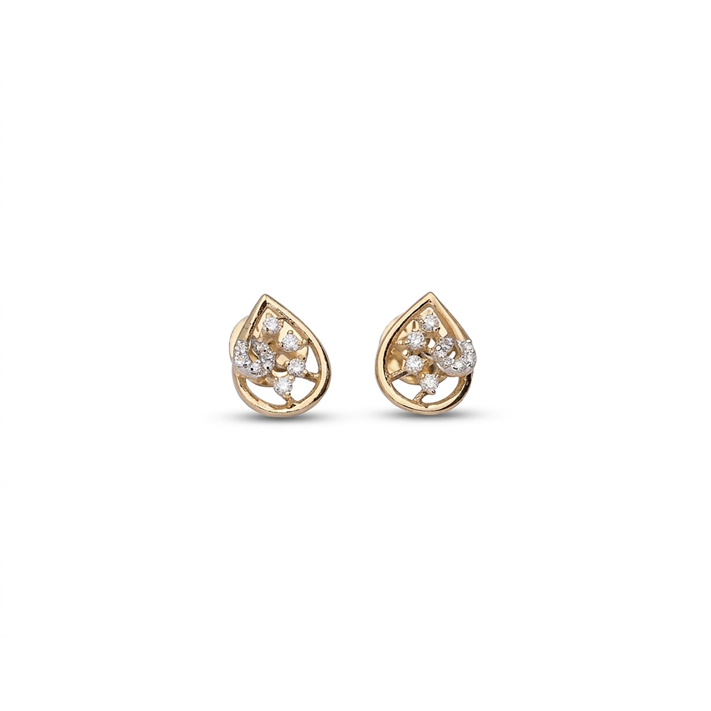Radiant Drops Studs Yellow Gold & Diamond Earrings