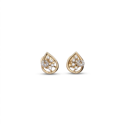 Radiant Drops Studs Yellow Gold & Diamond Earrings