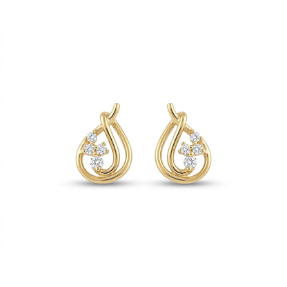 Sparkling Drops Studs Yellow Gold & Diamond Earrings