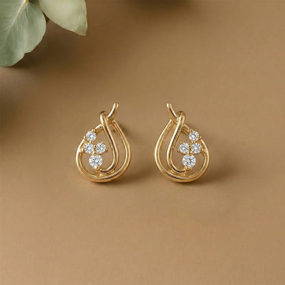 Sparkling Drops Studs Yellow Gold & Diamond Earrings
