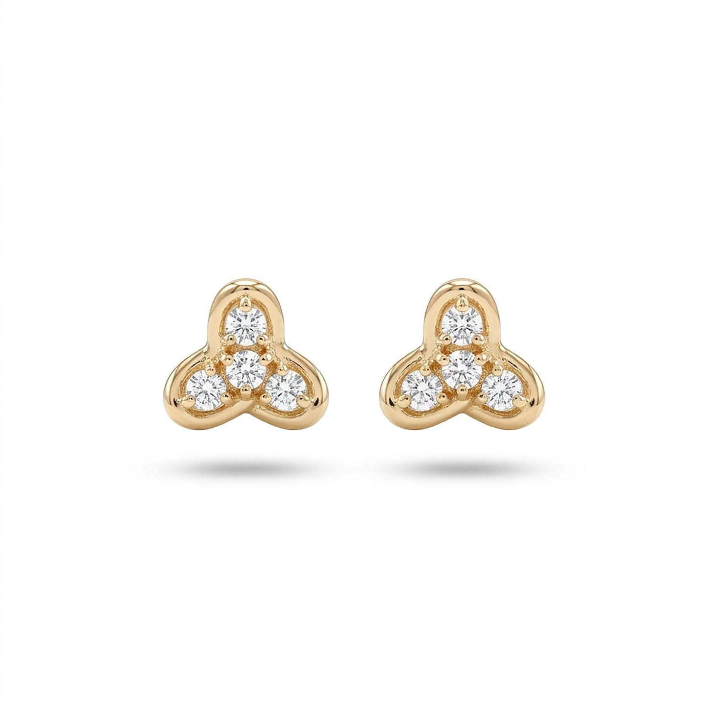 Tri-Glow Crest Studs Yellow Gold & Diamond Earrings