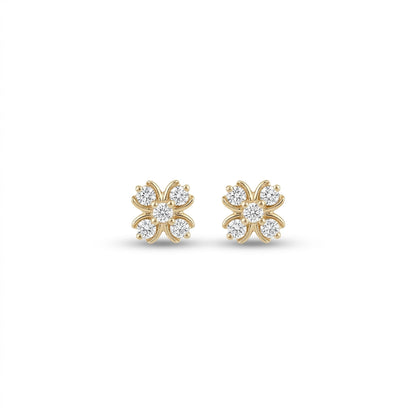 Blooming Lustre Studs Yellow Gold & Diamond Earrings