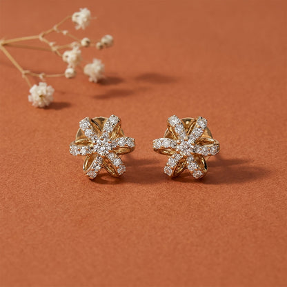 Golden Blossom Studs Yellow Gold & Diamond Earrings