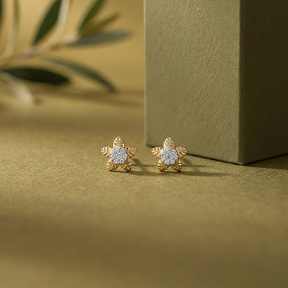 Starlit Radiance Studs Yellow Gold & Diamond Earrings