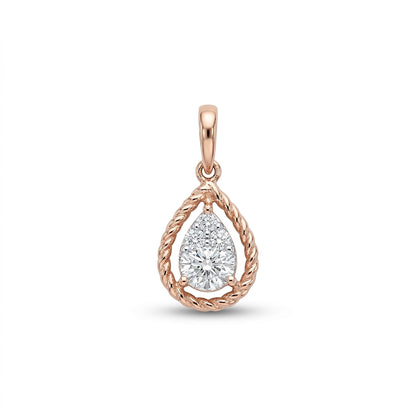 Lumiere Drop Modern Rose Gold & Diamond Pendant