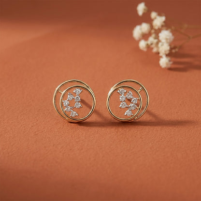 Eclipse Radiance Studs Yellow Gold & Diamond Earrings
