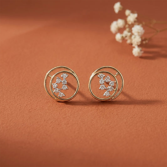 Eclipse Radiance Studs Yellow Gold & Diamond Earrings