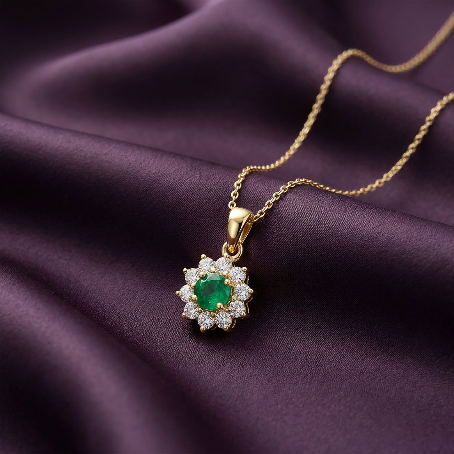 Royal Lily Modern Yellow Gold & Diamond Pendant