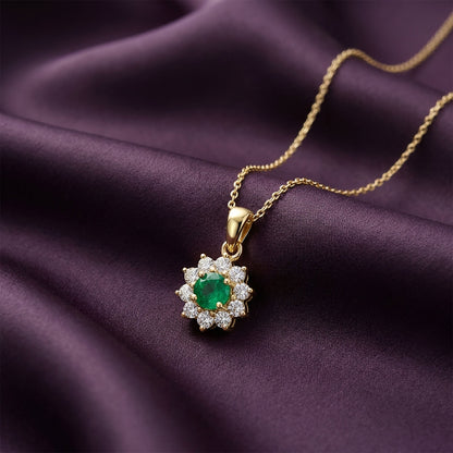 Royal Lily Modern Yellow Gold & Diamond Pendant