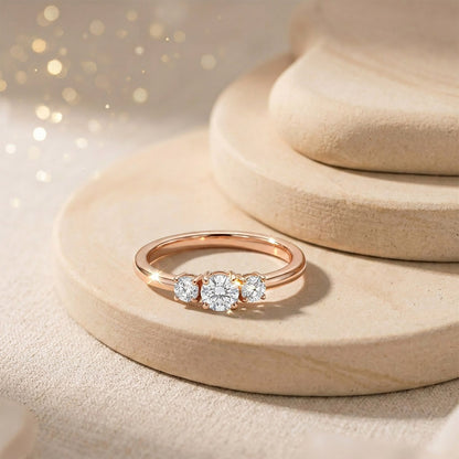 Linear Spark Casual Rose Gold & Diamond Ring