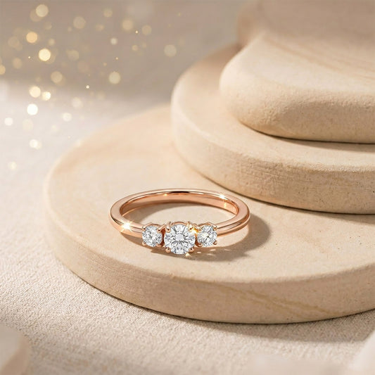 Linear Spark Casual Rose Gold & Diamond Ring