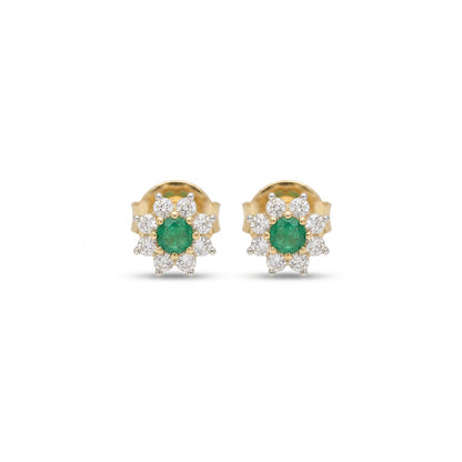 Floral Lustre Studs Yellow Gold & Diamond Earrings