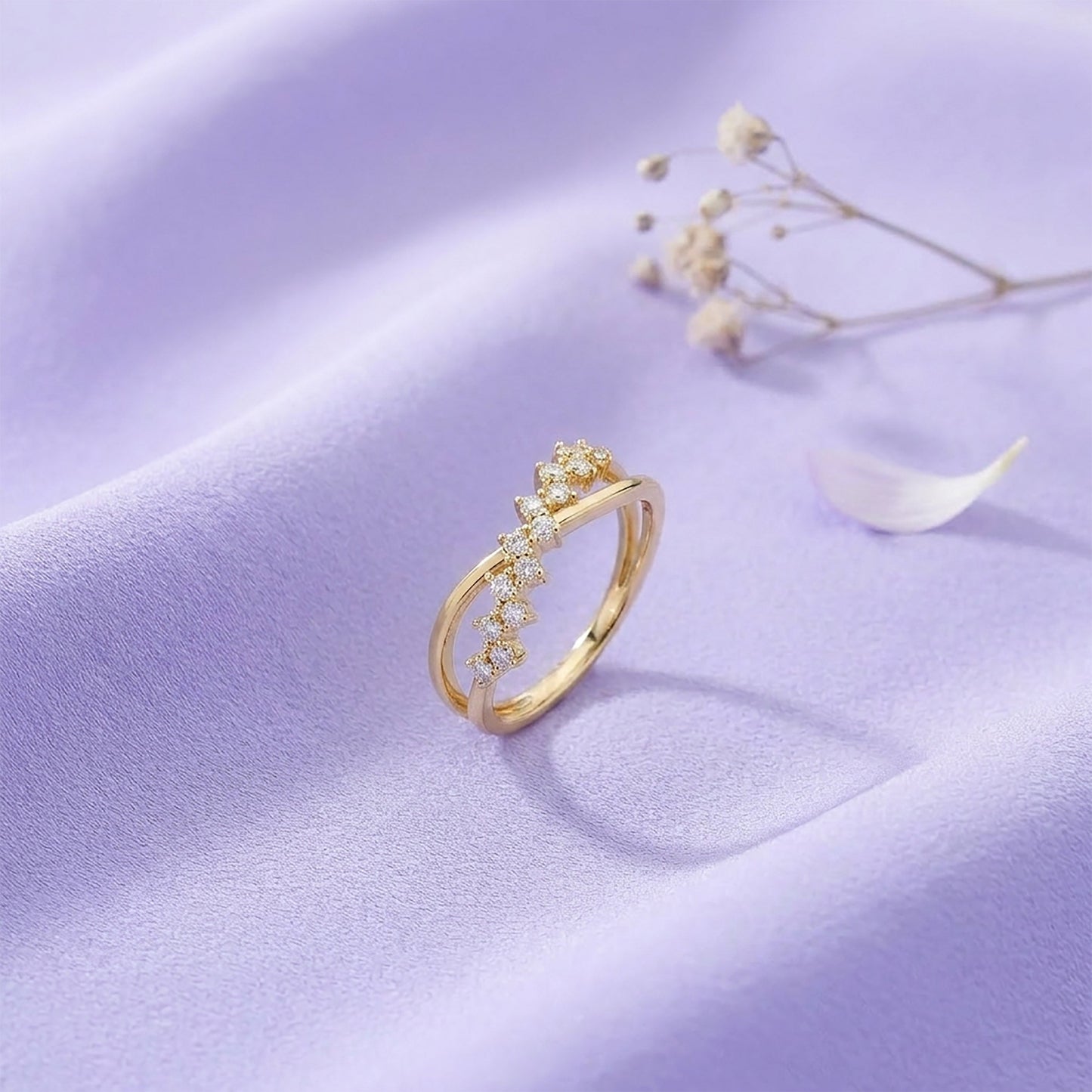 Luxe Crossover Fashion Yellow Gold & Diamond Ring